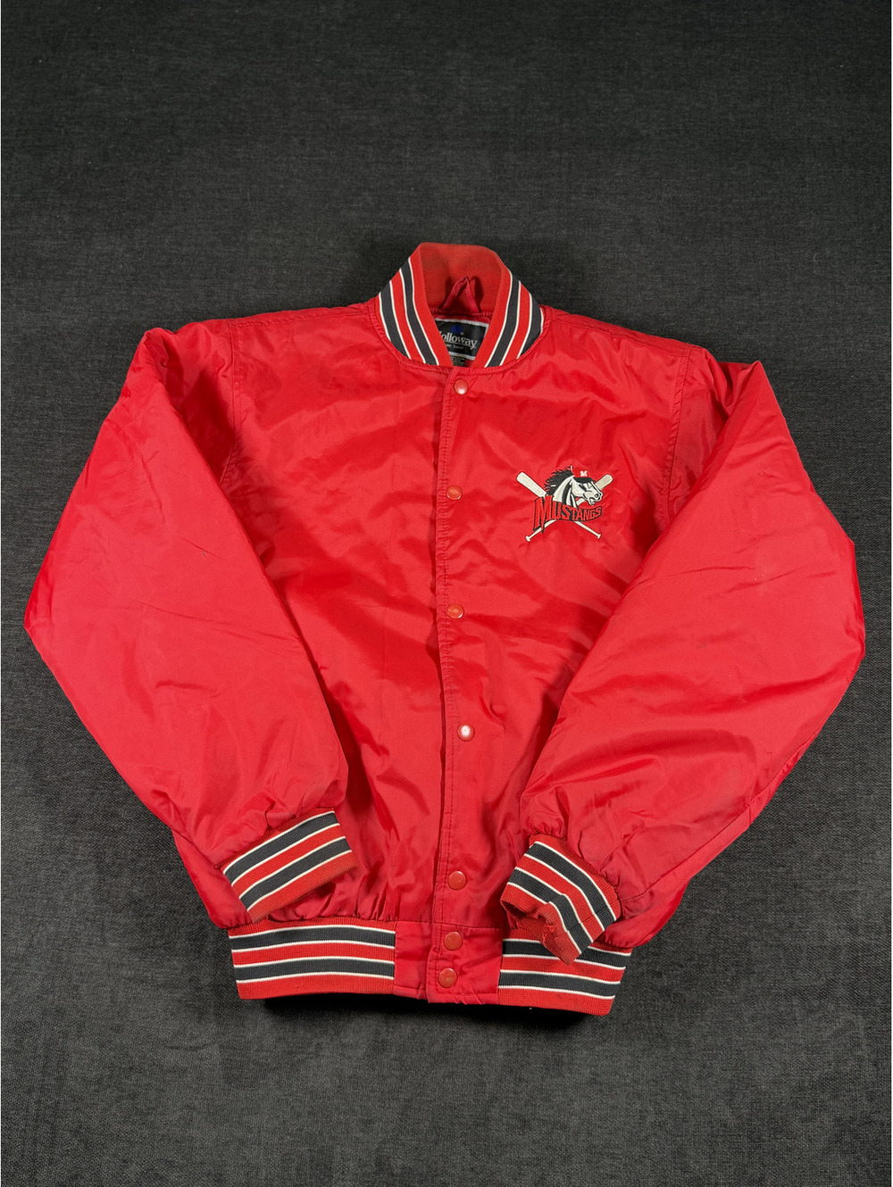 Holloway Red Nylon Varsity Jacket Small